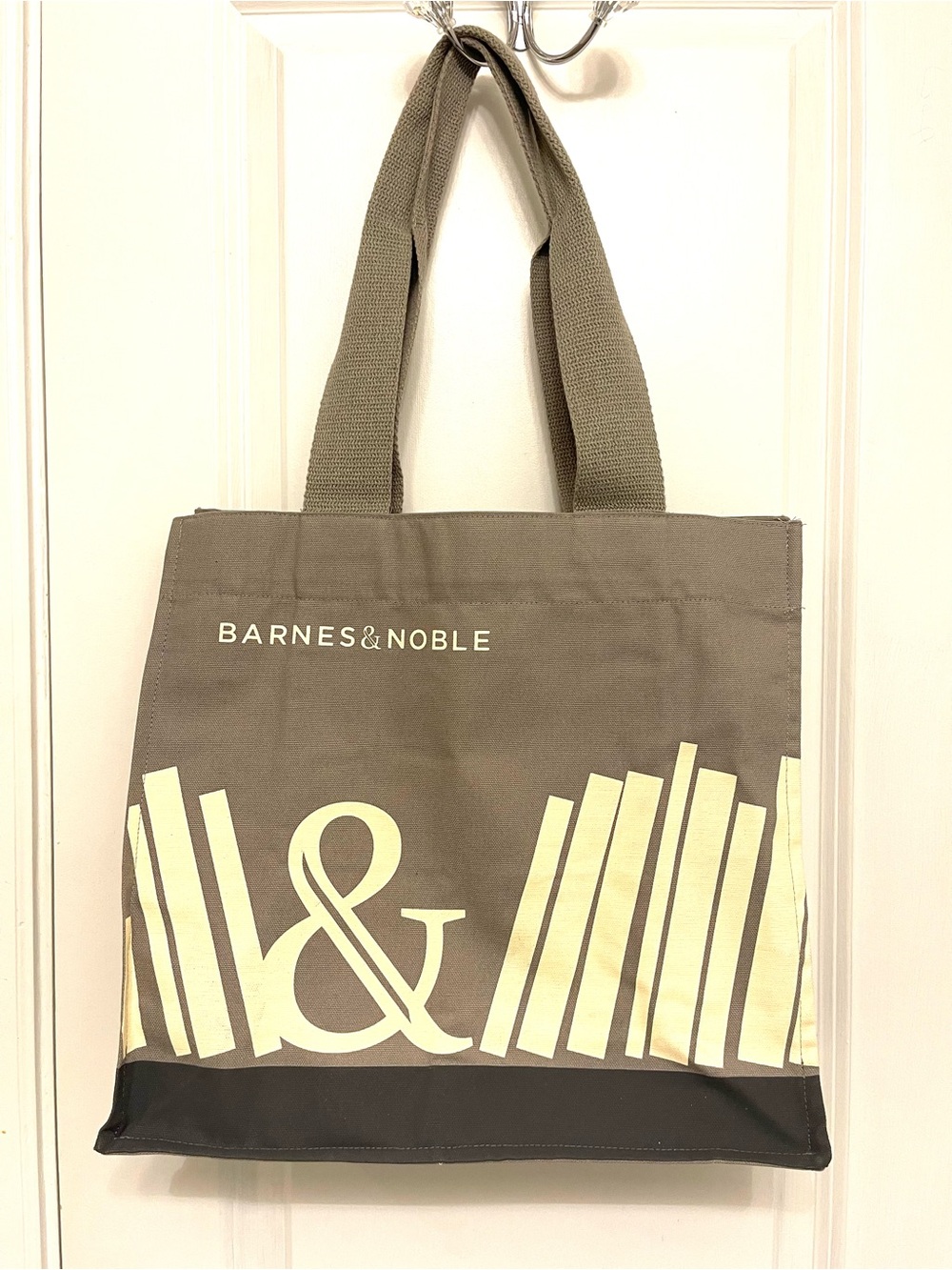 Barnes & Noble Canvas Tote with Cream Book Graphic
